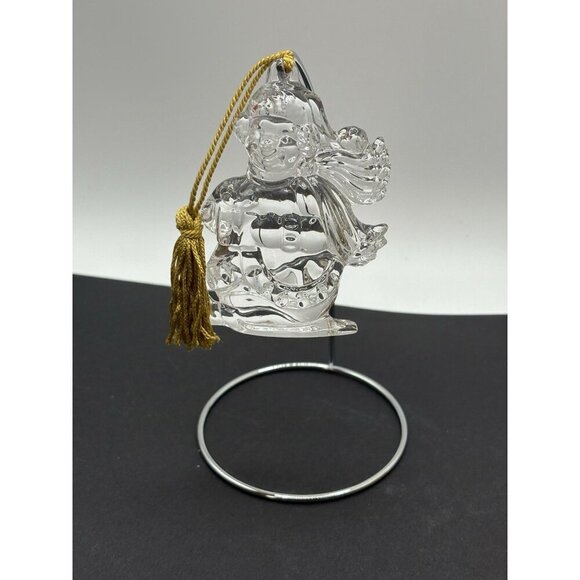 New Vintage Gorham Germany Full Lead Crystal Snowman Christmas Ornament In Box - Picture 1 of 6
